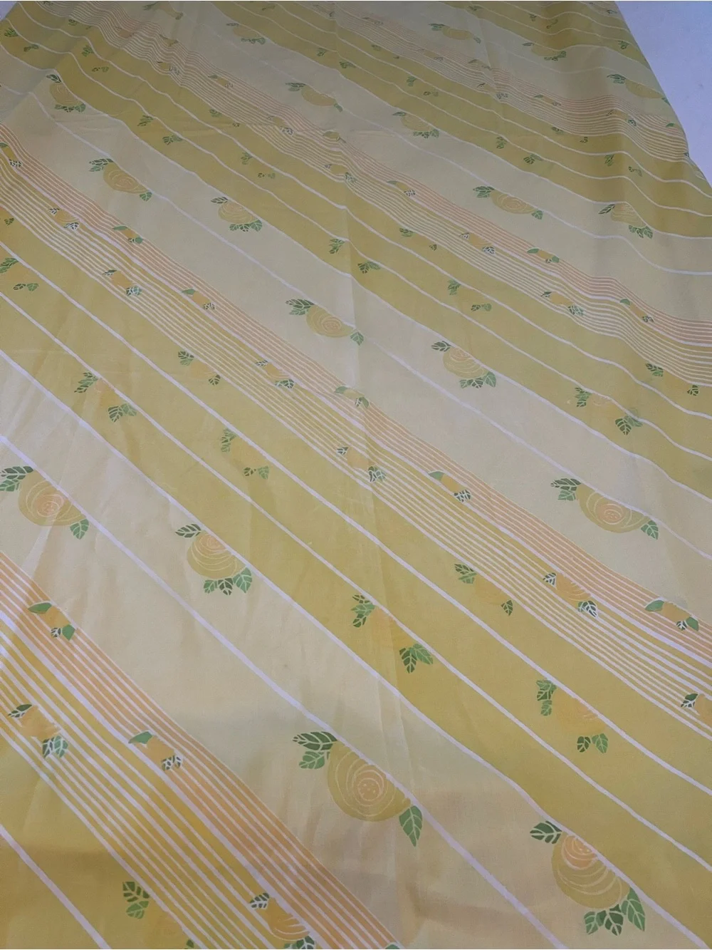 Vintage Monticello Yellow Floral Striped fitted sheet percale